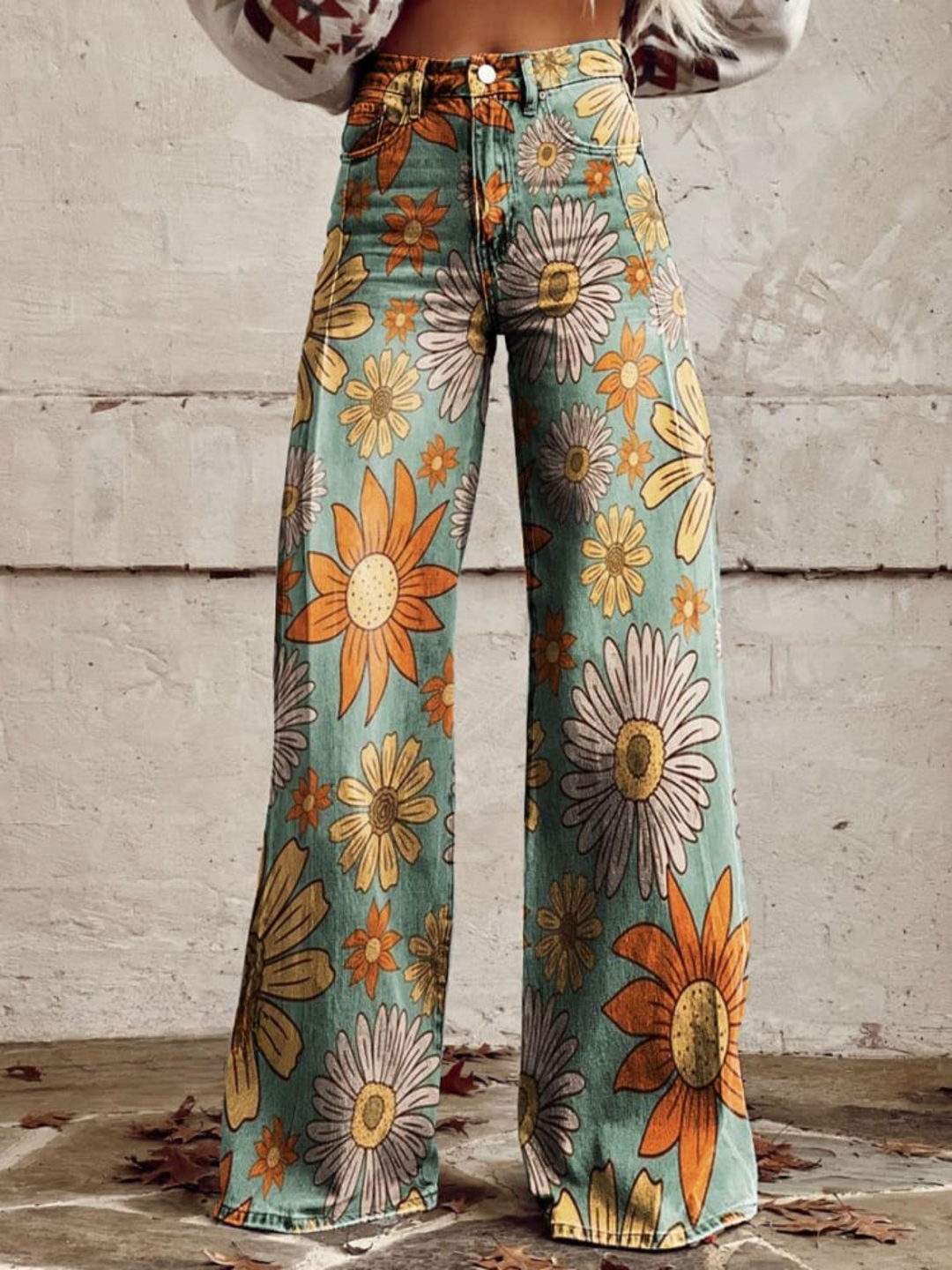 CIRILLA - VINTAGE FLORAL WIDE-LEG PANTS