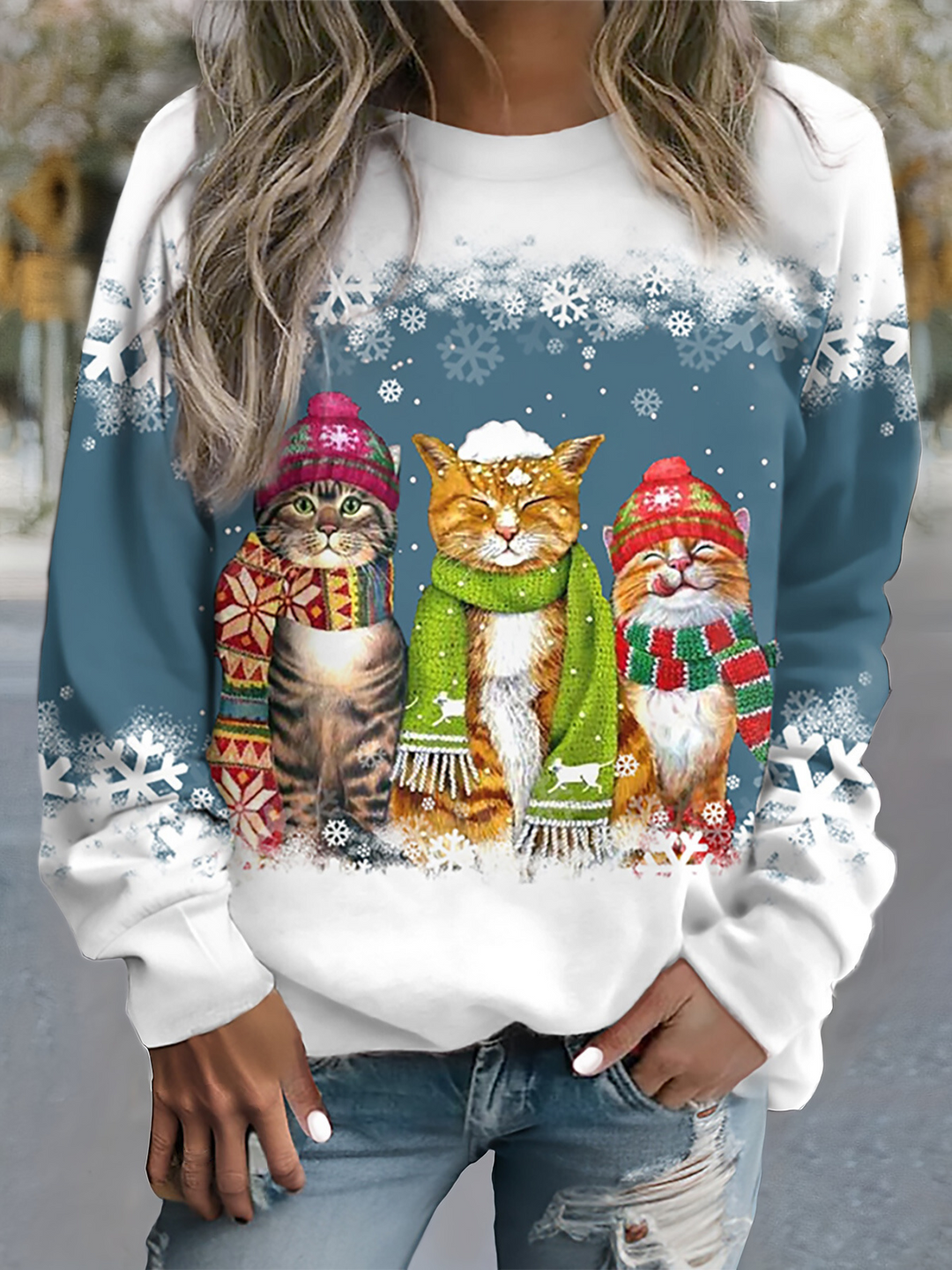 TILLY - CAT PRINT WINTER SWEATSHIRT