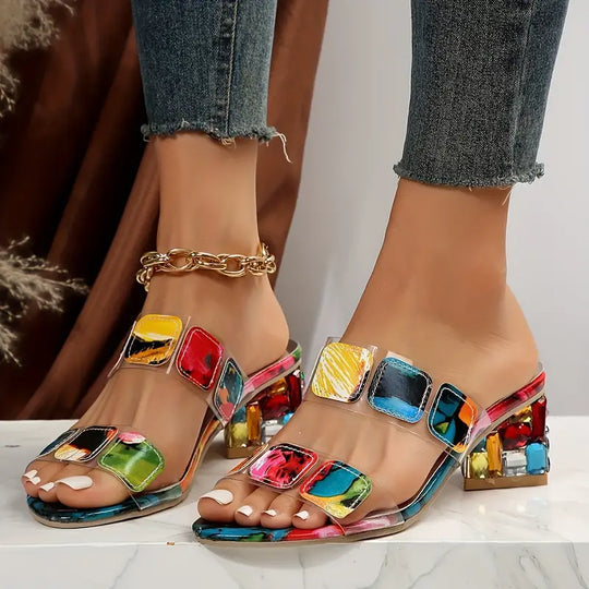 Denise™ - Multi-coloured Sandals with Double Straps