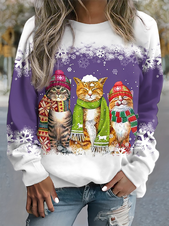 TILLY - CAT PRINT WINTER SWEATSHIRT