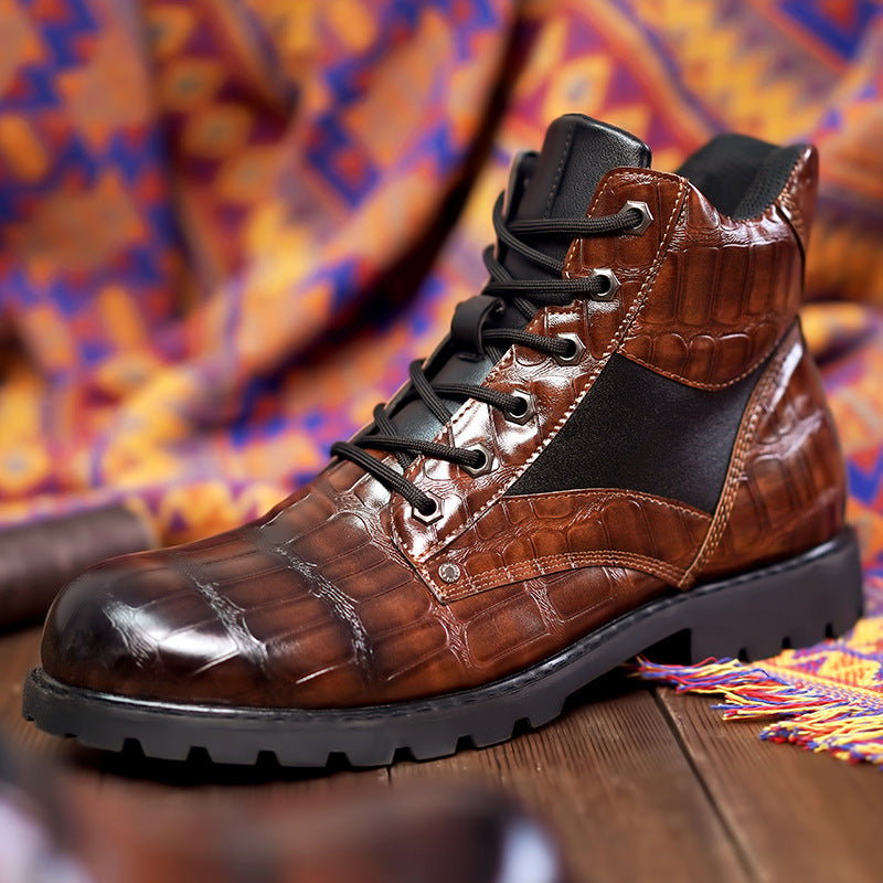 Guy™ | Croc Leather Boots