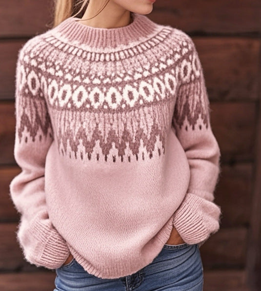 Gerda | Soft pink printed sweater