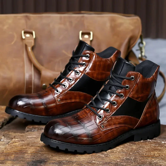 Guy™ | Croc Leather Boots