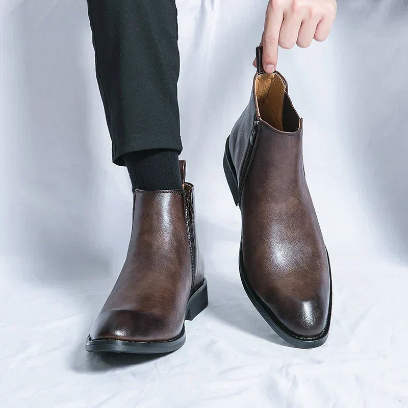 Daniel™ - Leather Chelsea Boots with Zipper Closure