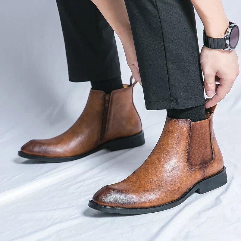 Daniel™ - Leather Chelsea Boots with Zipper Closure