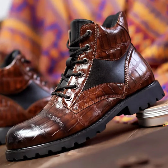 Guy™ | Croc Leather Boots