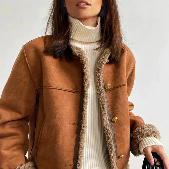 Charlene™ | Buttoned Sheepskin Jacket