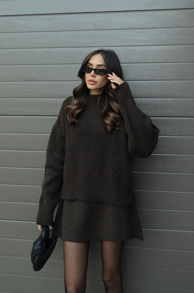 Chic Knit Sweater & Skirt Set