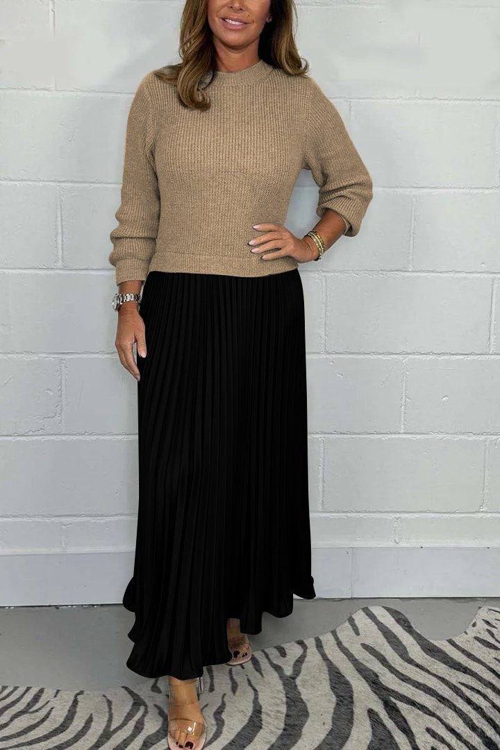 ALANA | ELEGANT LONG SWEATER WITH PLEATED SKIRT