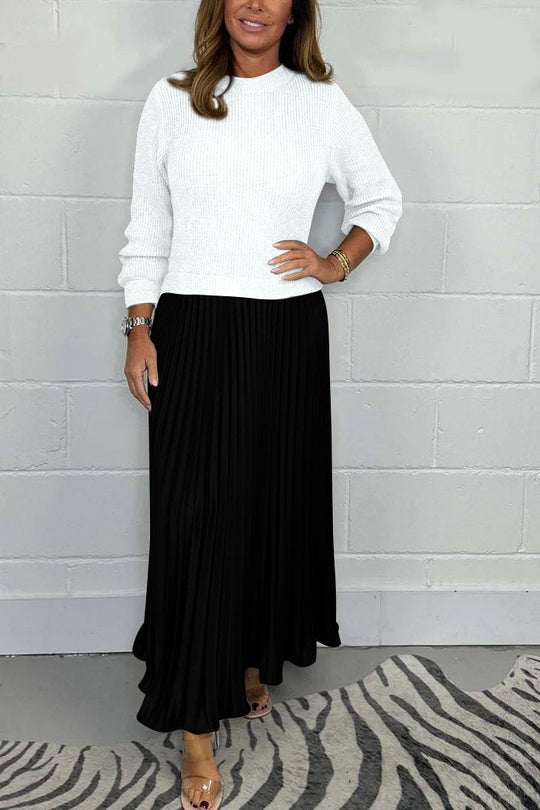 ALANA | ELEGANT LONG SWEATER WITH PLEATED SKIRT